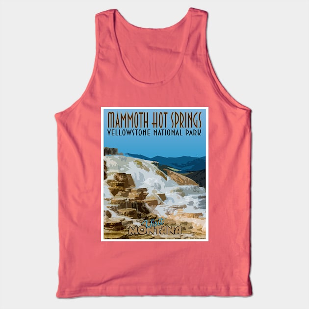 Mammoth Hot Springs retro travel poster image Tank Top by Smyrna Buffalo